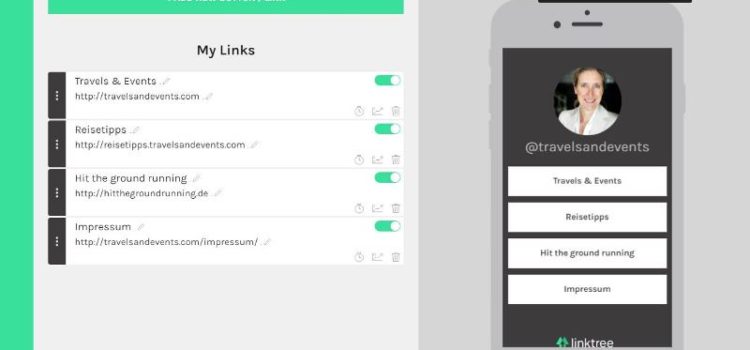 Linktree für Instagram Bio Links Linktree Admin für Travels and Events