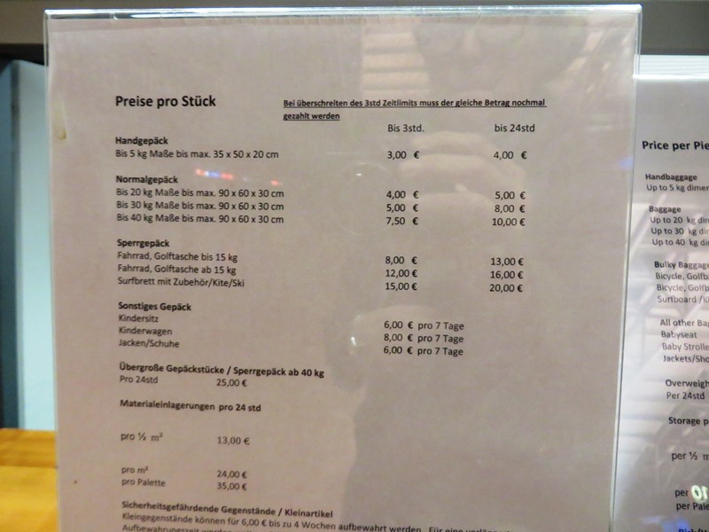 HAM Hamburg Terminal 2 Gepäckaufbewahrung Preise Jessica