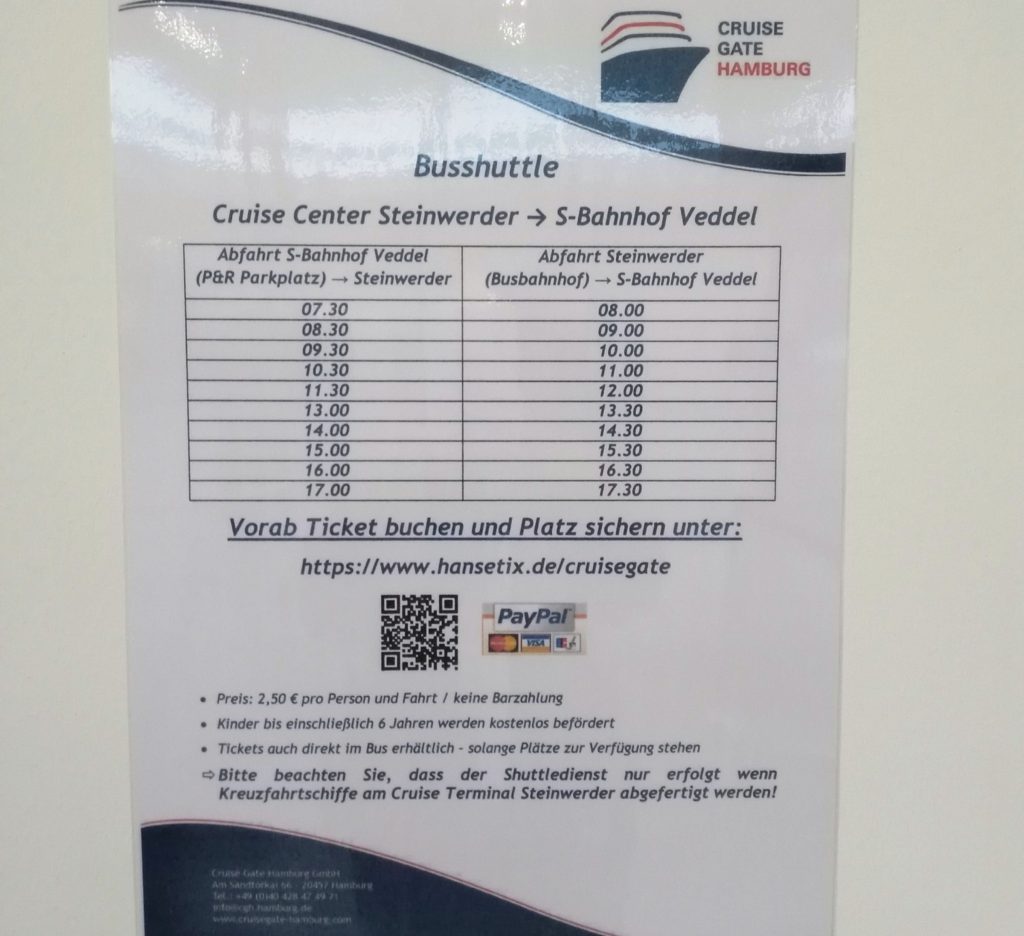 Reisetipps Fahrplan Steinwerder Cruise Gate Shuttle Veddel