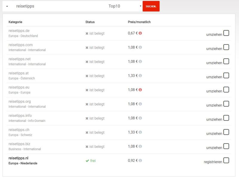 Empfehlung Los Webos Provider Domain Check