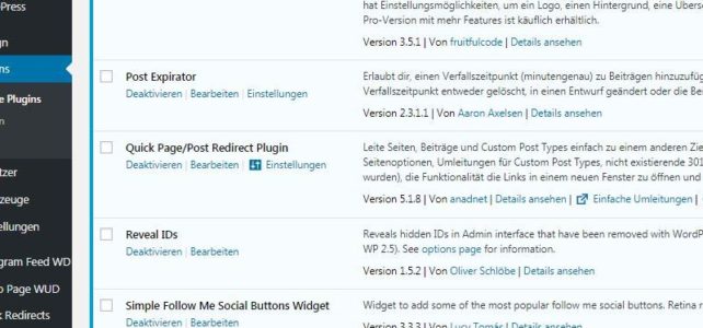 SEITE Meine aktiven WordPress Plugins