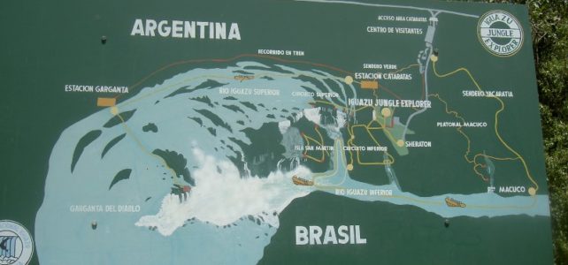 Karte, Landkarte Wasserfälle Iguazu, Argentinien und Brasilien