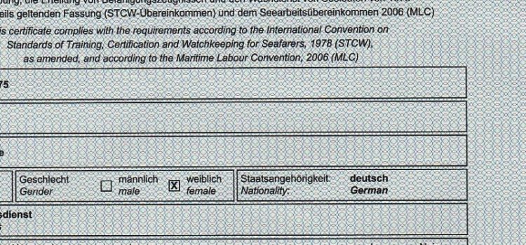 Seediensttauglichkeit Hamburg (Schiffs-Crew) zeugnis zertifikat seediensttauglichkeit